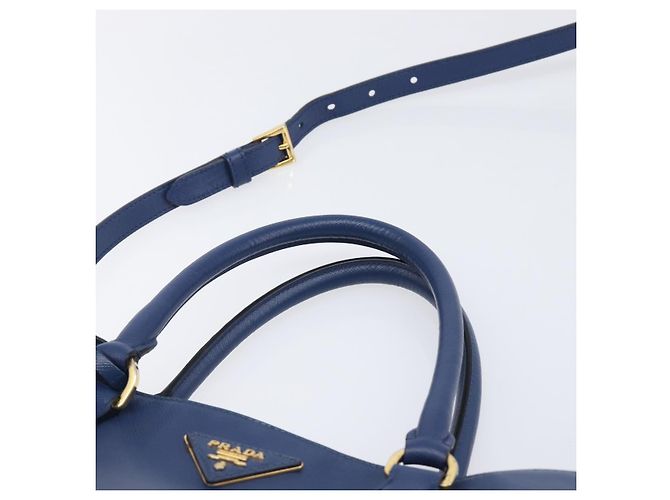 PRADA Galleria Hand Bag Saffiano 2way Blue Gold - vista 14