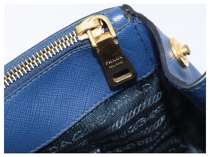 PRADA Galleria Hand Bag Saffiano 2way Blue Gold - vista 29