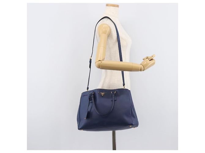 PRADA Galleria Hand Bag Saffiano 2way Blue Gold - vista 31