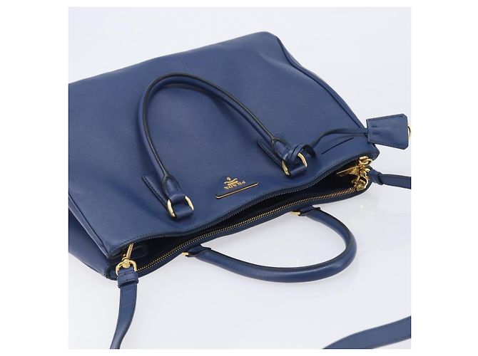 PRADA Galleria Hand Bag Saffiano 2way Blue Gold - vista 6