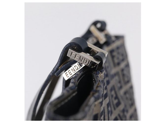 FENDI Zucchino Canvas Hand Bag Navy Silver - vista 10