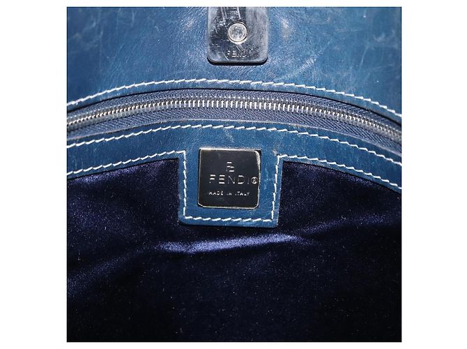 FENDI Zucchino Canvas Hand Bag Navy Silver - vista 17