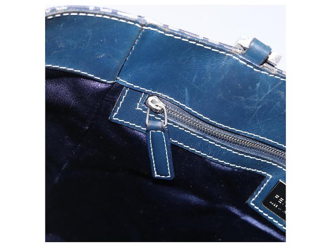 FENDI Zucchino Canvas Hand Bag Navy Silver - vista 20