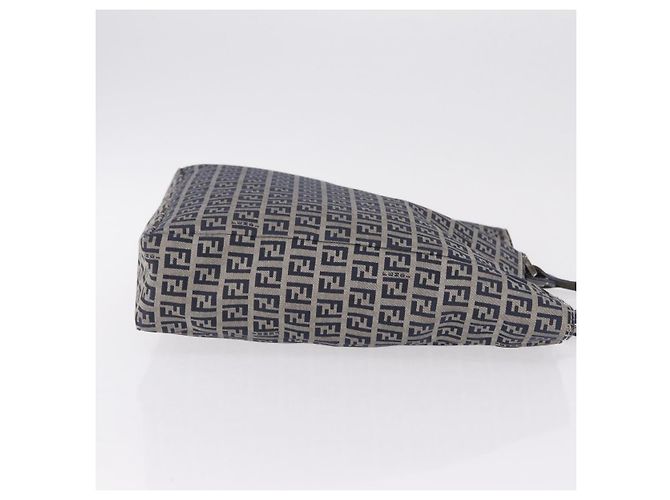 FENDI Zucchino Canvas Hand Bag Navy Silver - vista 3