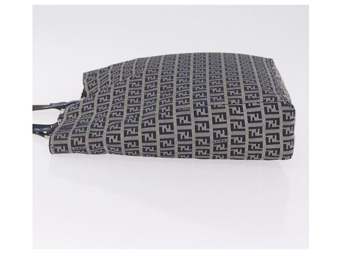 FENDI Zucchino Canvas Hand Bag Navy Silver - vista 4