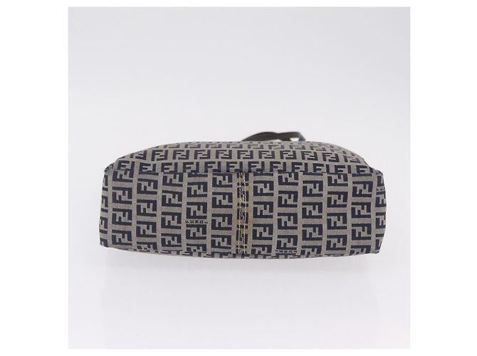 FENDI Zucchino Canvas Hand Bag Navy Silver - vista 5