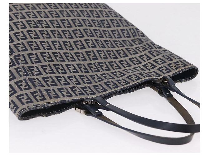 FENDI Zucchino Canvas Hand Bag Navy Silver - vista 6