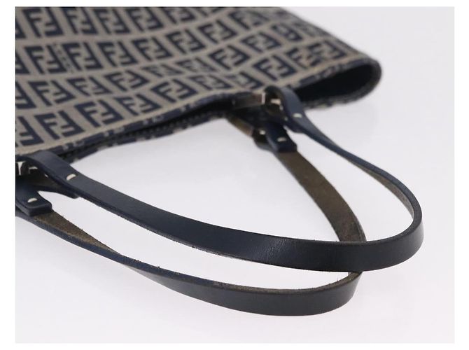 FENDI Zucchino Canvas Hand Bag Navy Silver - vista 7