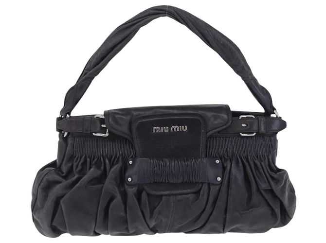 Miu Miu Bolsa Vitellolux Black Silver - vista 13