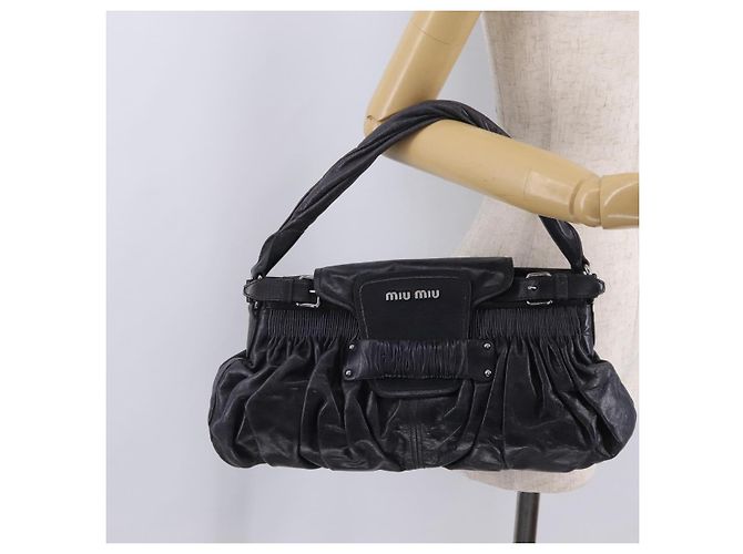 Miu Miu Bolsa Vitellolux Black Silver - vista 23
