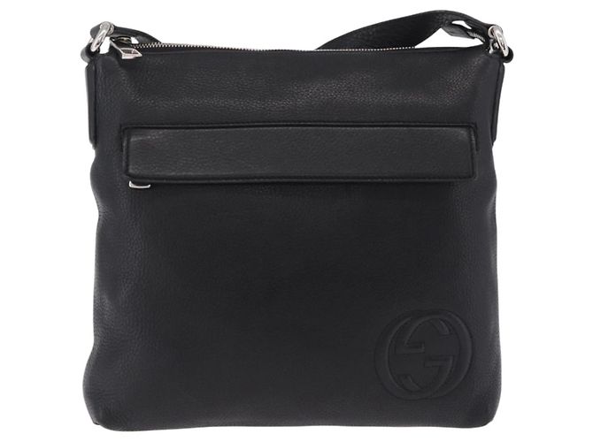GUCCI Interlocking Shoulder Bag Leather Black Silver 322059 - vista 2