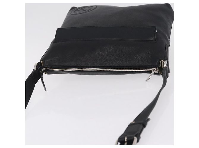 GUCCI Interlocking Shoulder Bag Leather Black Silver 322059 - vista 6