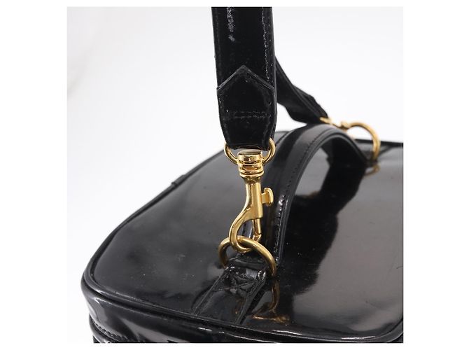 CHANEL Vanity Cosmetic Pouch Patent 2way Black Gold Tone CC - vista 19