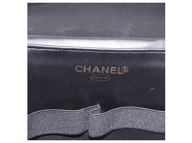 CHANEL Vanity Cosmetic Pouch Patent 2way Black Gold Tone CC - vista 20