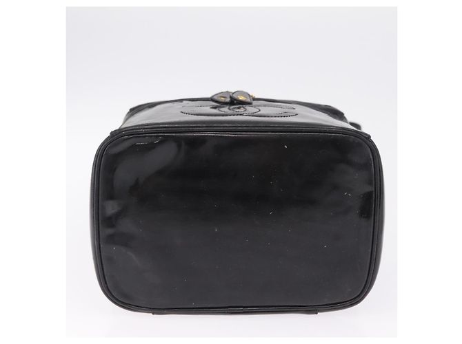 CHANEL Vanity Cosmetic Pouch Patent 2way Black Gold Tone CC - vista 5