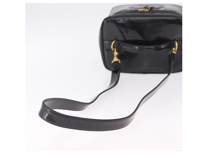CHANEL Vanity Cosmetic Pouch Patent 2way Black Gold Tone CC - vista 9