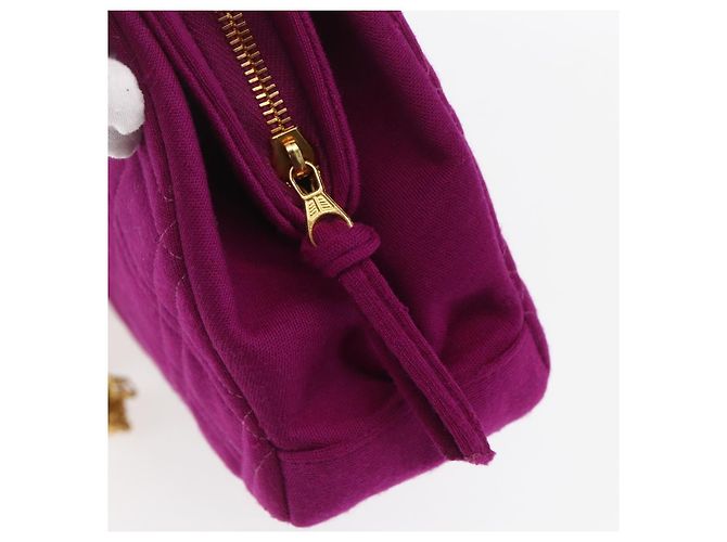 CHANEL Matelasse Chain Shoulder Bag Cotton Purple Gold CC - vista 10