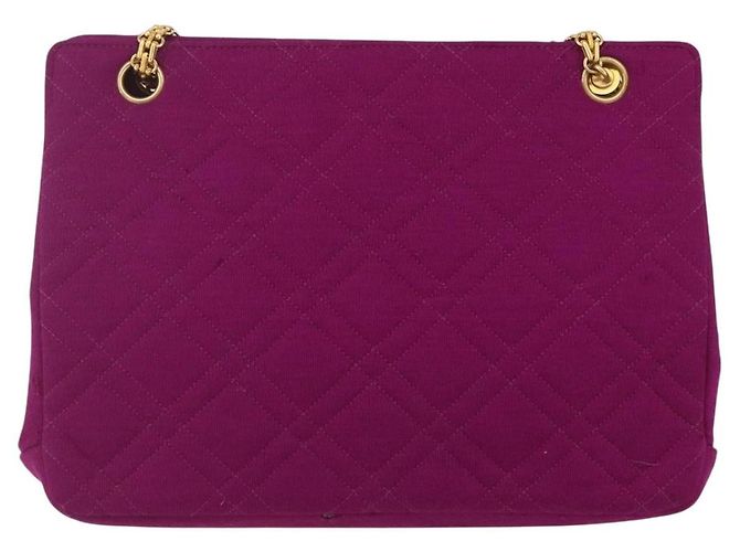 CHANEL Matelasse Chain Shoulder Bag Cotton Purple Gold CC - vista 13