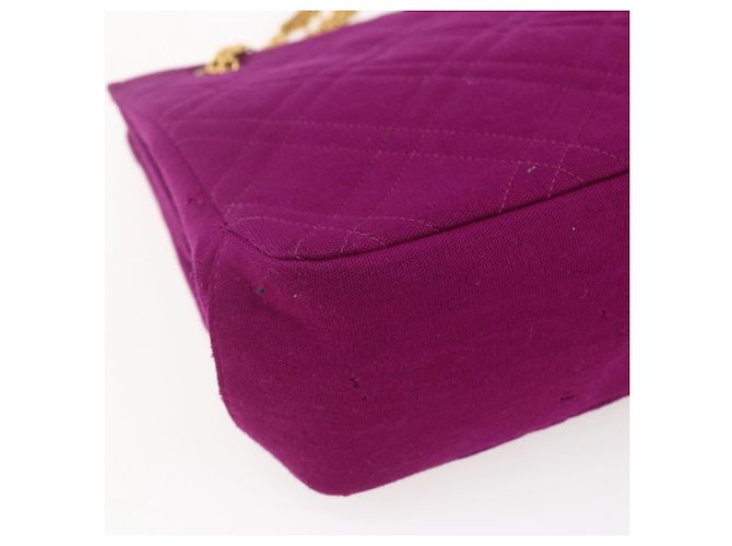 CHANEL Matelasse Chain Shoulder Bag Cotton Purple Gold CC - vista 14