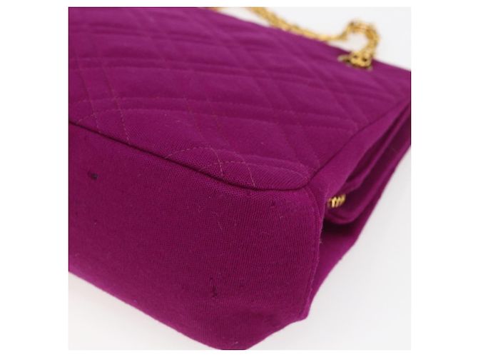 CHANEL Matelasse Chain Shoulder Bag Cotton Purple Gold CC - vista 15