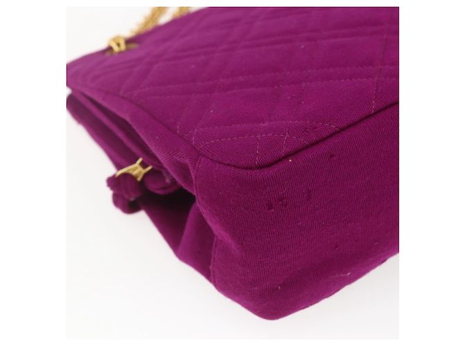 CHANEL Matelasse Chain Shoulder Bag Cotton Purple Gold CC - vista 16