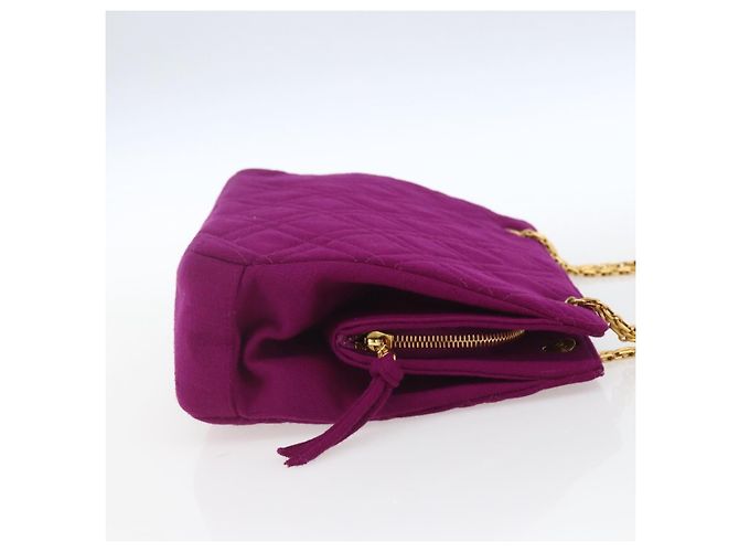 CHANEL Matelasse Chain Shoulder Bag Cotton Purple Gold CC - vista 4