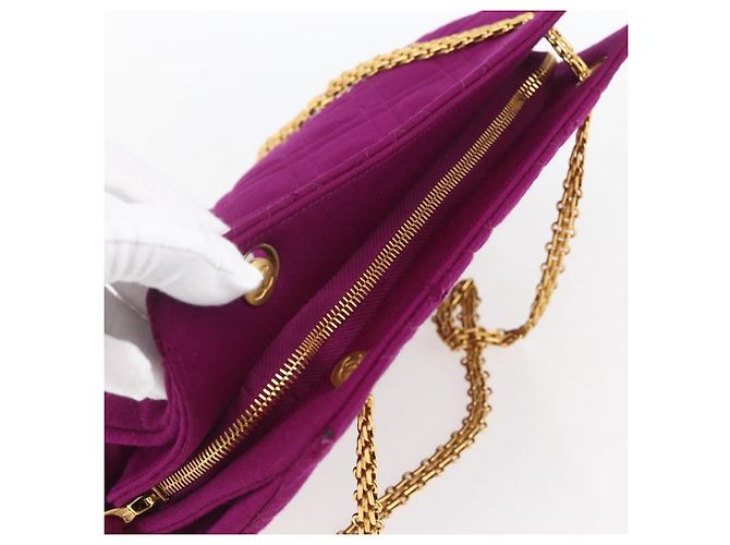 CHANEL Matelasse Chain Shoulder Bag Cotton Purple Gold CC - vista 6