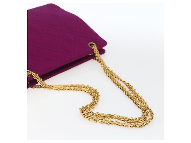 CHANEL Matelasse Chain Shoulder Bag Cotton Purple Gold CC - vista 7