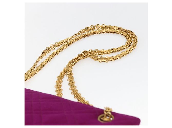 CHANEL Matelasse Chain Shoulder Bag Cotton Purple Gold CC - vista 8