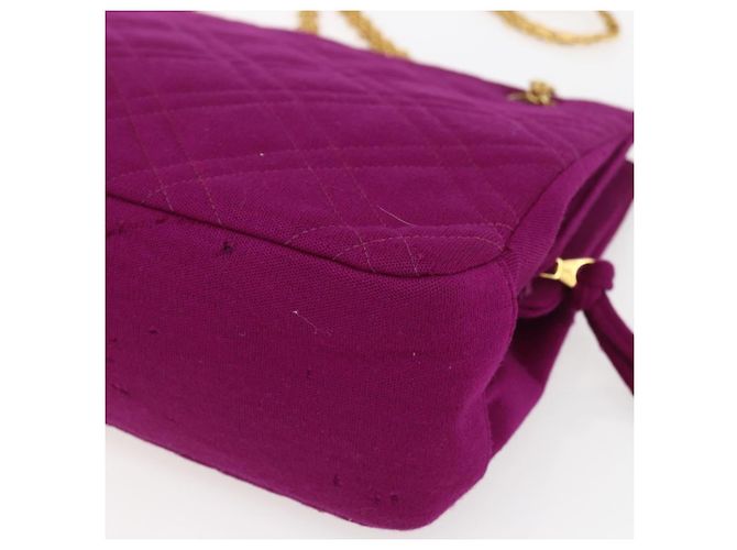 CHANEL Matelasse Chain Shoulder Bag Cotton Purple Gold CC - vista 9