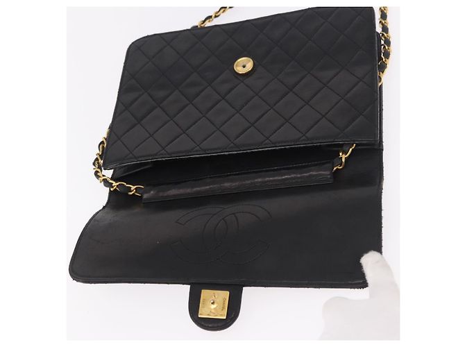 CHANEL Chain Shoulder Bag Lamb Skin Black Gold CC - vista 21