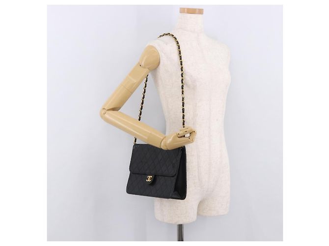 CHANEL Chain Shoulder Bag Lamb Skin Black Gold CC - vista 28
