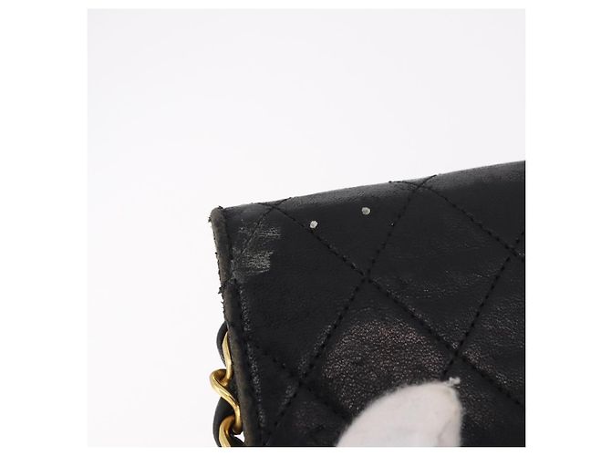 CHANEL Chain Shoulder Bag Lamb Skin Black Gold CC - vista 3