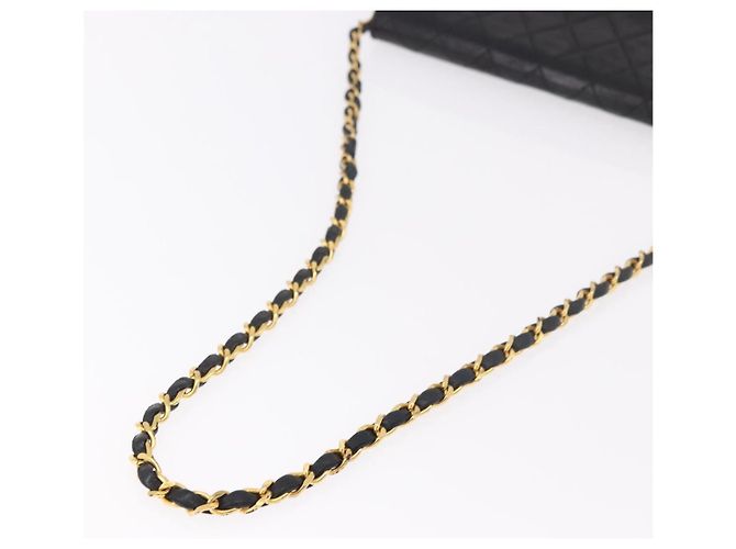 CHANEL Chain Shoulder Bag Lamb Skin Black Gold CC - vista 8