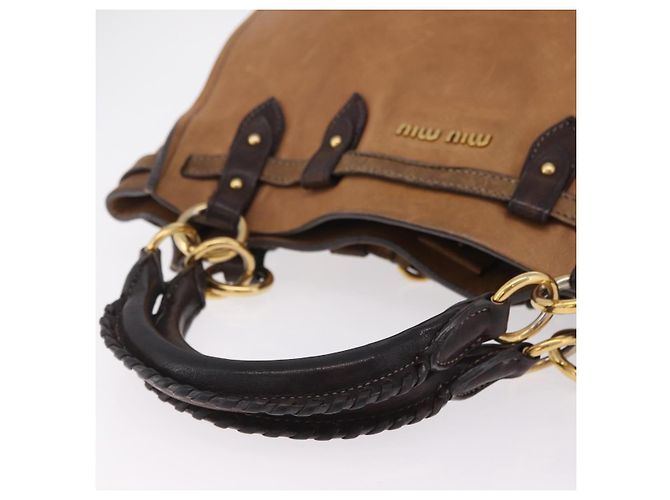 Miu Miu Hand Bag Leather Brown Gold - vista 10