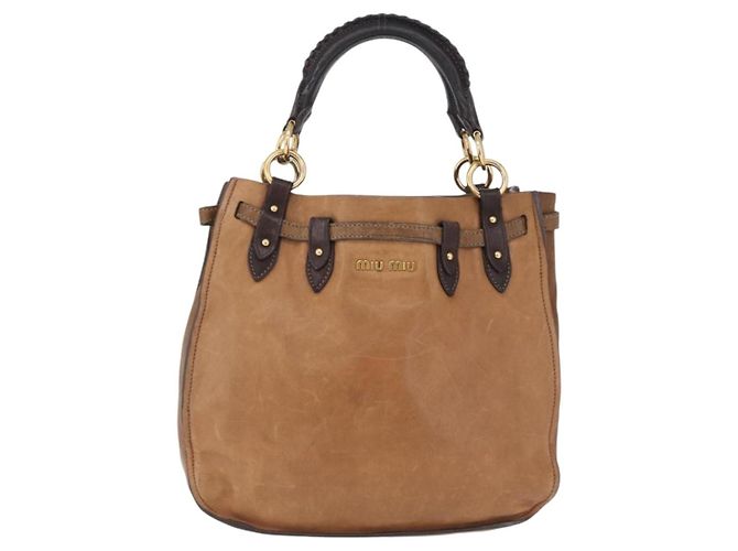 Miu Miu Hand Bag Leather Brown Gold - vista 13
