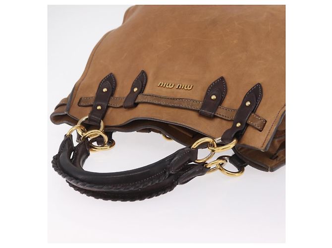 Miu Miu Hand Bag Leather Brown Gold - vista 8