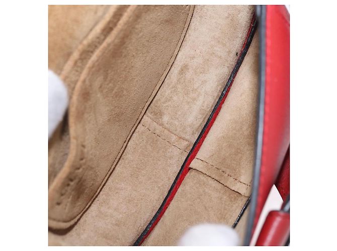 LOEWE Mini Gate Bag Sac à bandoulière en cuir rouge et or - vue 10