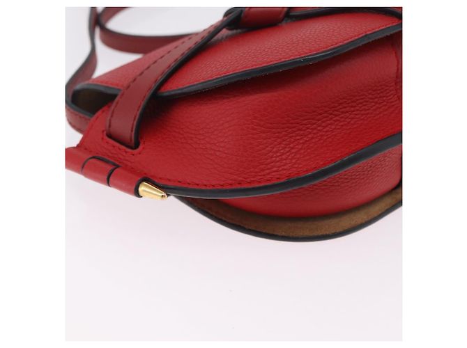 LOEWE Mini Gate Bag Sac à bandoulière en cuir rouge et or - vue 14