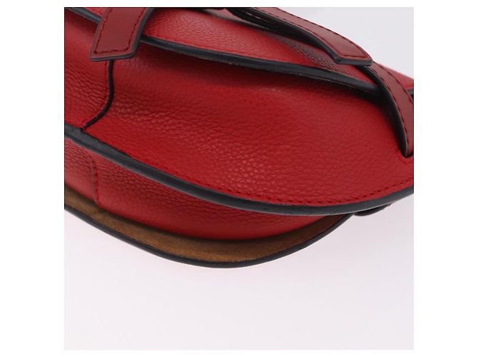 LOEWE Mini Gate Bag Sac à bandoulière en cuir rouge et or - vue 15