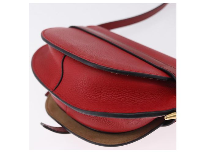 LOEWE Mini Gate Bag Sac à bandoulière en cuir rouge et or - vue 17