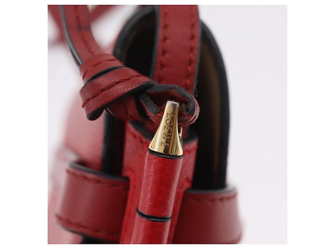 LOEWE Mini Gate Bag Sac à bandoulière en cuir rouge et or - vue 18
