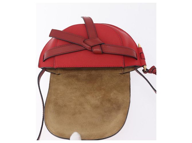 LOEWE Mini Gate Bag Sac à bandoulière en cuir rouge et or - vue 20