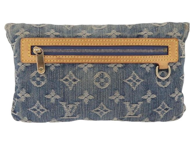 LOUIS VUITTON Monogram Denim Pochette Plat Clutch Bag Blue M95007 - vista 2