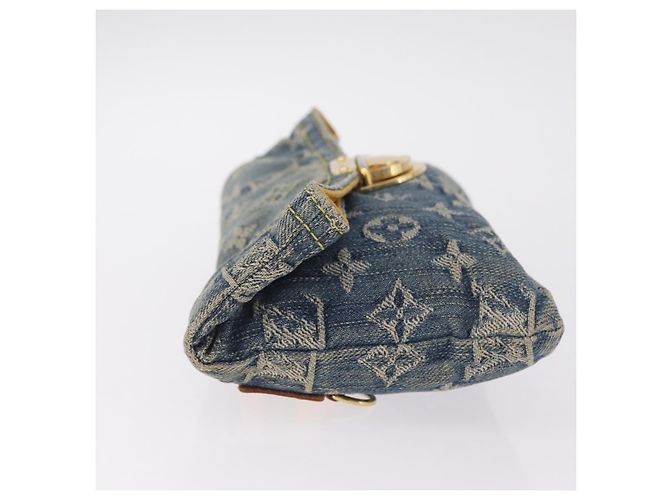 LOUIS VUITTON Monogram Denim Pochette Plat Clutch Bag Blue M95007 - vista 4