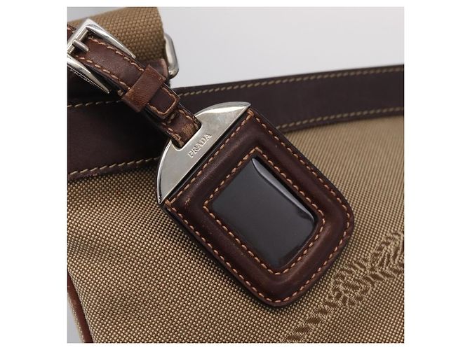PRADA Bolsa de Ombro Canvas Beige Silver - vista 19