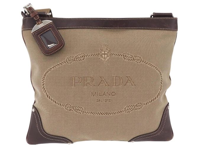 PRADA Bolsa de Ombro Canvas Beige Silver - vista 2