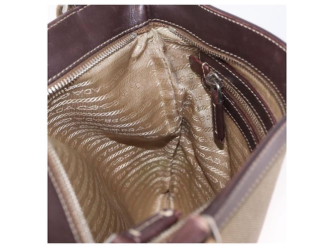 PRADA Bolsa de Ombro Canvas Beige Silver - vista 23