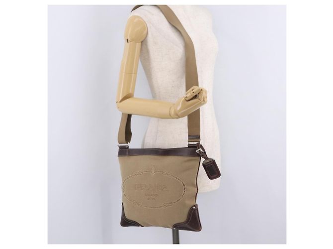 PRADA Bolsa de Ombro Canvas Beige Silver - vista 29