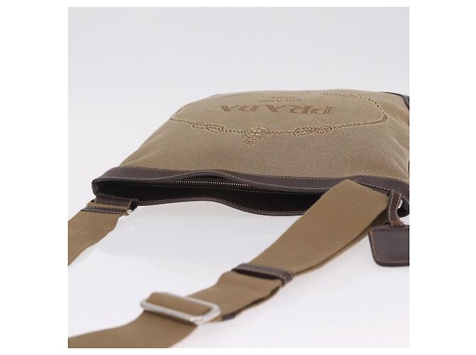 PRADA Bolsa de Ombro Canvas Beige Silver - vista 8